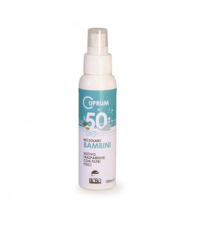 Bio spray przeciwsłoneczny dla dzieci, do twarzy i ciała, SPF50, AIAB, 100 ml, Cuprum Line, Beba