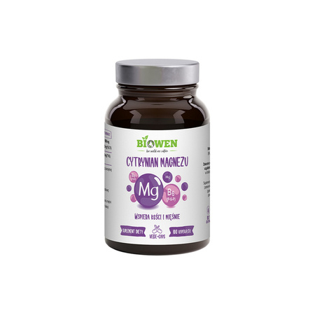 Cytrynian magnezu 825 mg z witaminą B6 (P-5-P) - Biowen - 100 kapsułek